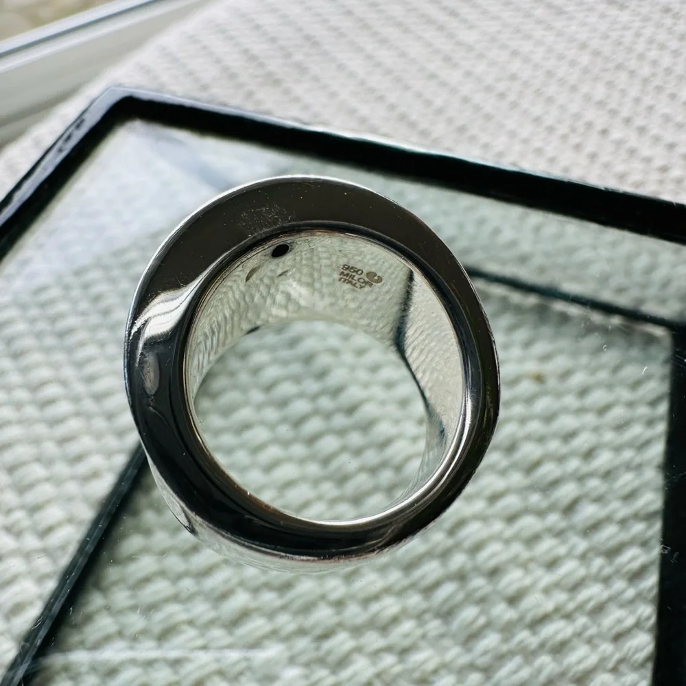 950 Milor Italy  concave sterling silver ring - Picture 4 of 5